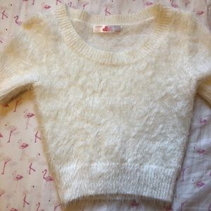 Cropped fuzzy sweater